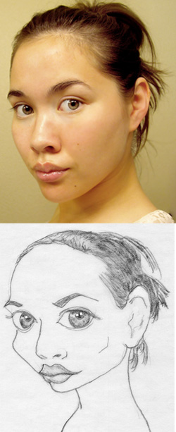 caricature drawing of a woman